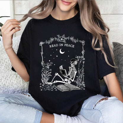 Petthouse | Read In Peace Shirt, Skeleton Reading Book Shirt, Skeleton Reading Book Lovers, Skeleton