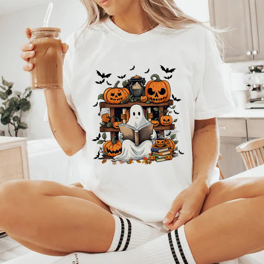 Petthouse | Ghost Book Reader Shirt, Reading Tee Book Lovers, Halloween Boo Reading Enthusiast Book