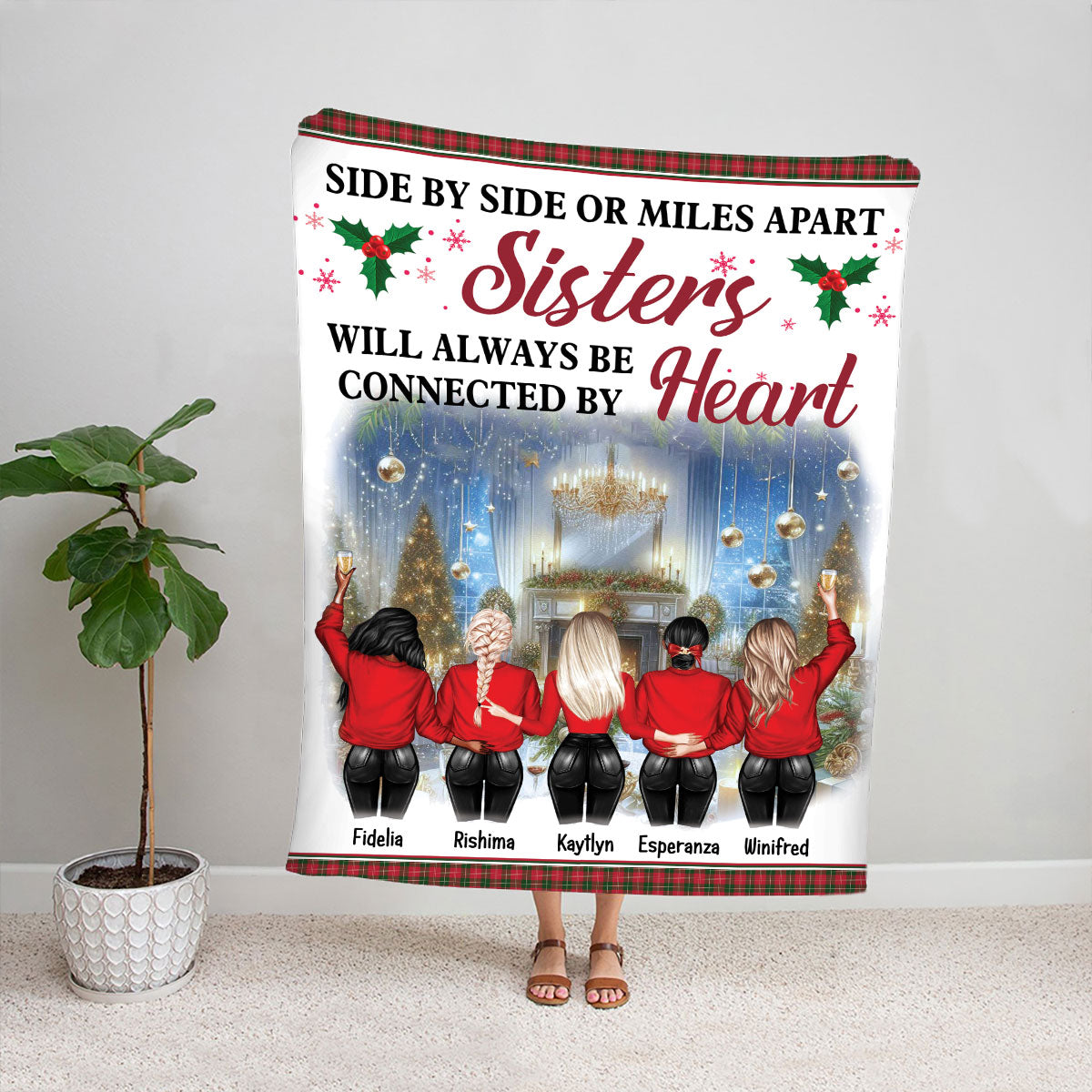 Petthouse | Personalized Siblings Fleece Blanket, Best Friends Will Always Be Connected By Heart Throw Blanket