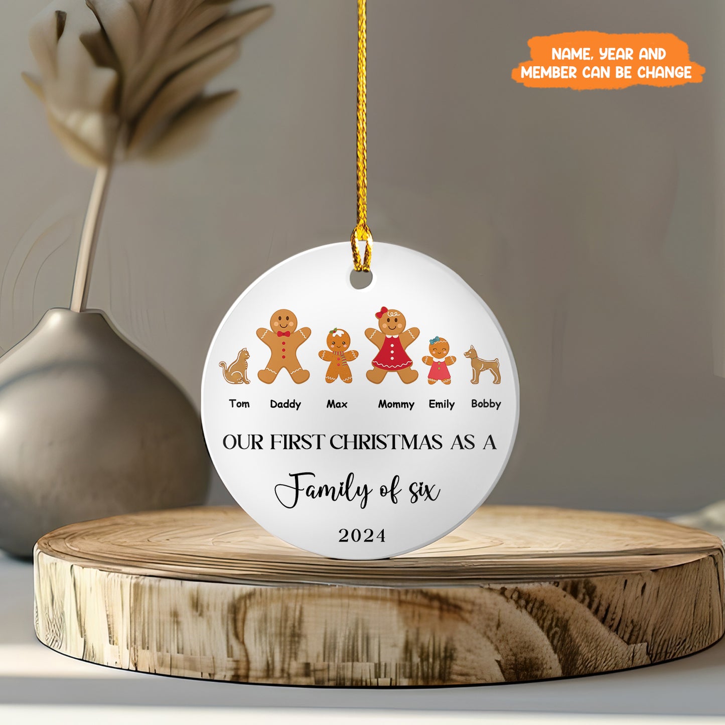 Petthouse | Personalized Family Of Four Christmas Ornament, First Baby Xmas Family Ornament, Baby Family