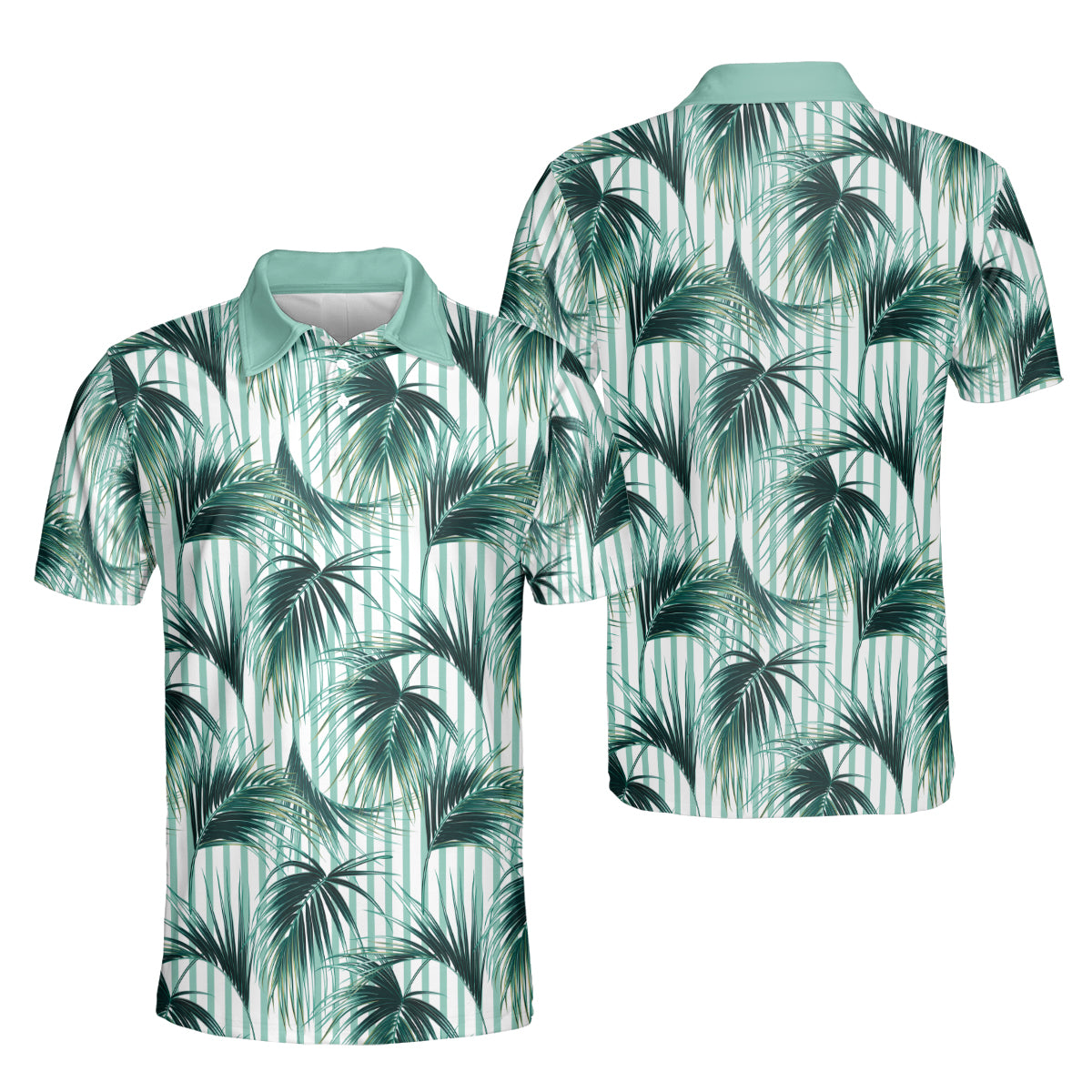 Petthouse | Customized Face Palm Tree Seamless Pattern Polo Shirt Summer Beach Green Plants Mens Polo Shirts