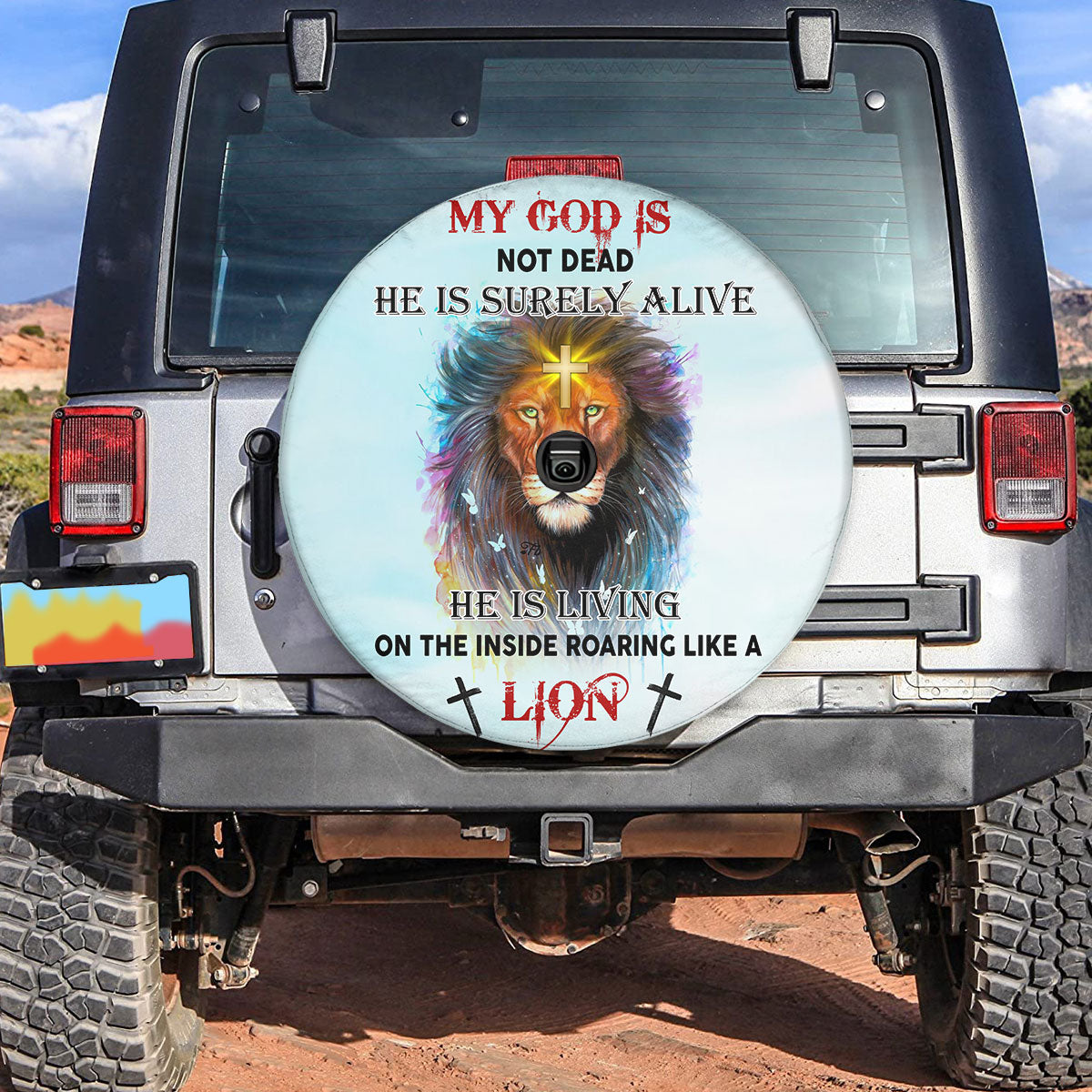 Petthouse | Lion Of Judah Spare Tire Cover My God Is Dead Christian Car Accessories Tire Cover