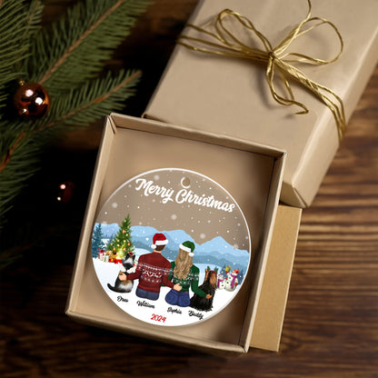 Petthouse | Personalized Couple Christmas Ornament With Pets, Pet Lover Gifts For Couple, Xmas Ornament 2024