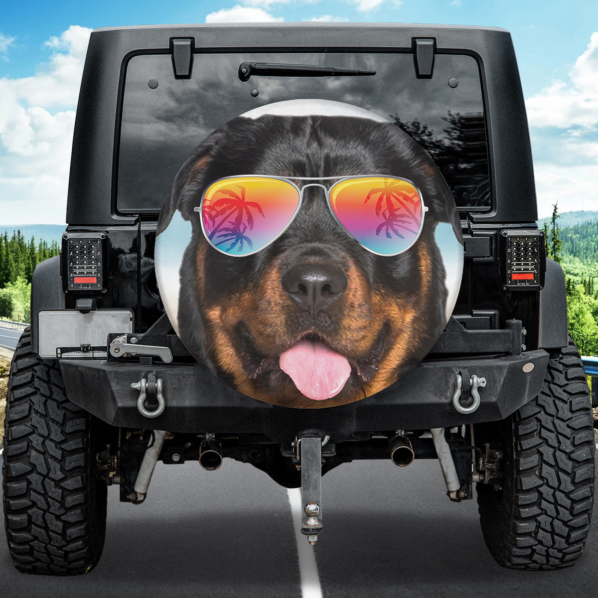 Petthouse | Waterproof Spare Wheel Cover Rottweiler Hello Summer Beach Spare Tire Cover Tire Protector Wheel Cover