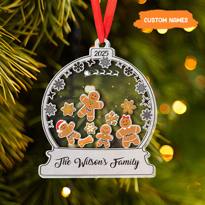 Petthouse | Personalized Gingerbread Family With Dogs Christmas Ornament, Family Ornament 2024