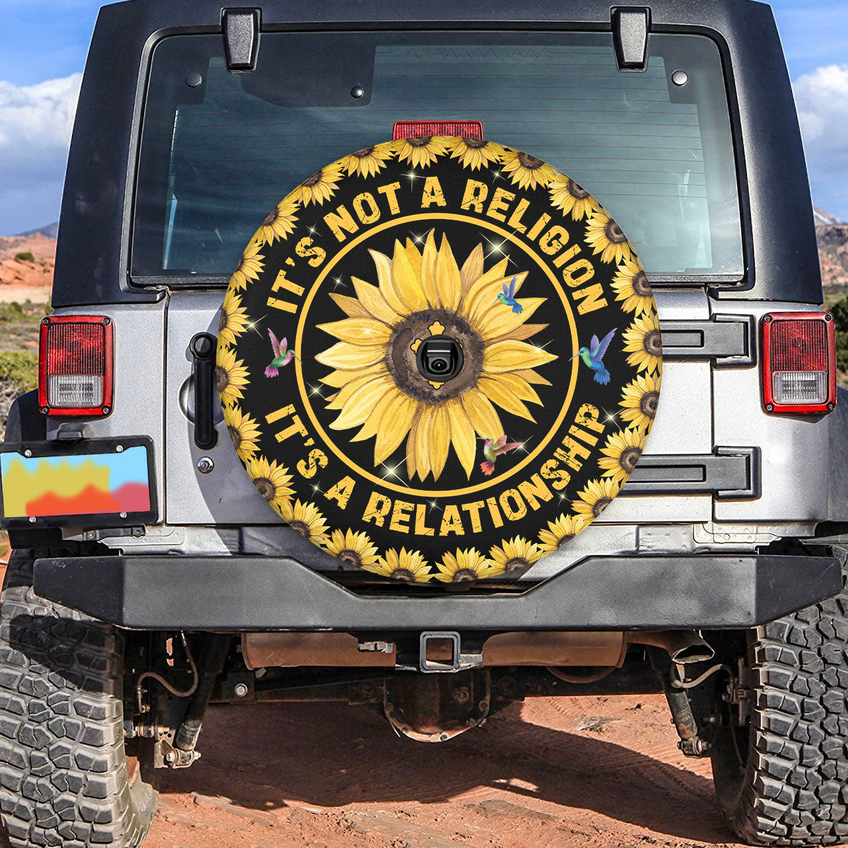 Petthouse | Jesus Faith Over Fear Spare Tire Cover God Jesus Christ Proud Usa Flag Sunflower Car Accessories