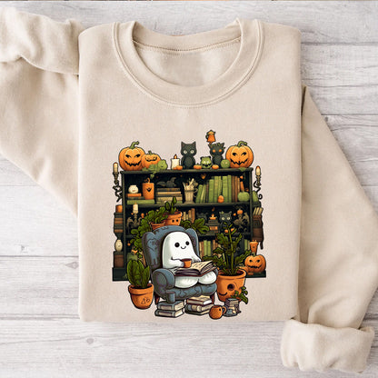 Petthouse | Ghost Reading Book Halloween Shirt, Librarian Ghost Halloween, Ghost Boo Reading Shirt