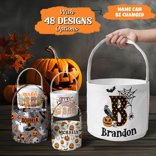 Petthouse | Custom Name Halloween Tote, Trick Or Treat Basket, Kids Halloween Basket, Candy Basket