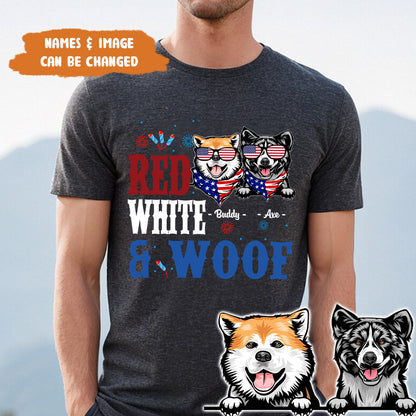 Petthouse | Personalized Red White & Woof Dog Dog 4th Of July Shirt, Birthday Gift For Dad, Grandpa