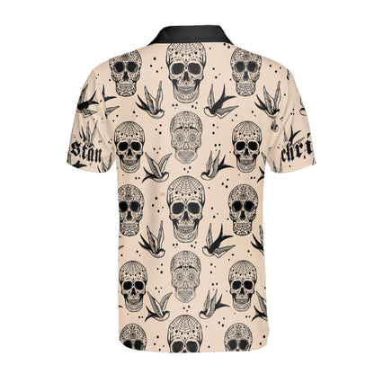 Petthouse | Personalized Seamless Pattern Sports Shirt Mexican Sugar Skulls And Roses Polo Shirt