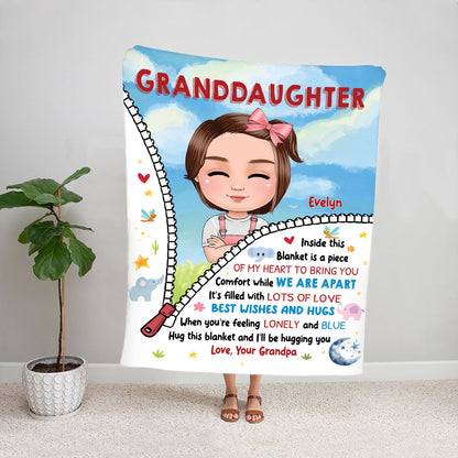 Petthouse | Customized Granddaughter Birth Month Throw Blanket, To My Grandkid Fleece Blanket, I'll Be Hugging You