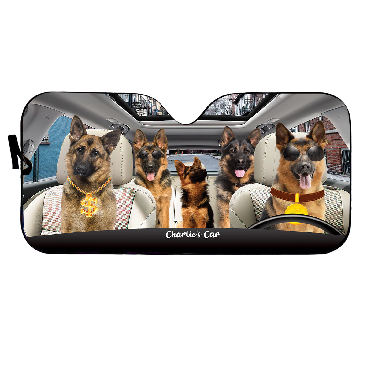 Petthouse | Customized Sunshade Dog Sunshade German Shepherd Rich Dog Windshield Sun Shade Gift For Dog