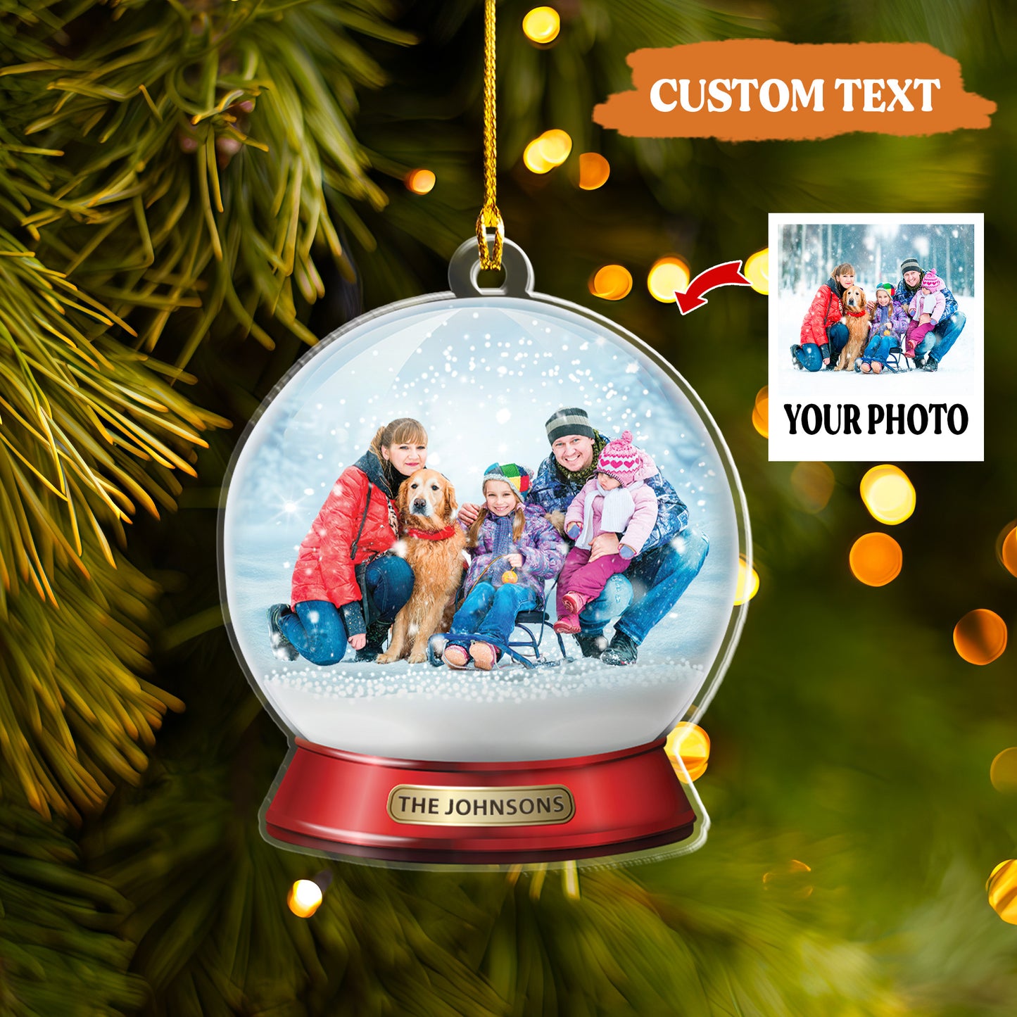 Petthouse | Personalized Family And Pet Ornament, Custom Family And Pet Photo, Christmas Customized Ornament