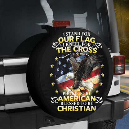 Petthouse | Eagle Usa Flag Kneel For The Cross Spare Wheel Cover Jesus Christian Car Tire Spare Tire Cover