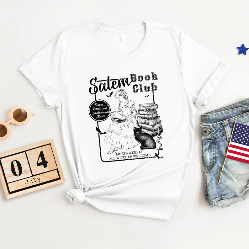 Petthouse | Retro Salem Book Club Shirt, Black Cat Spooky Book Salem Witches, Spooky Season Bookish