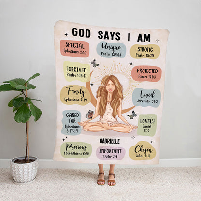 Petthouse | Yogi Yogis Personalized Blanket Yoga Girl God Says I Am Customize Blankets With Name God Inspiration