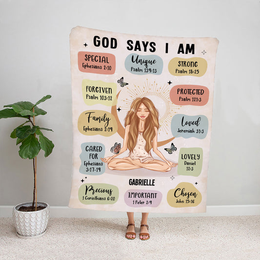 Petthouse | Yogi Yogis Personalized Blanket Yoga Girl God Says I Am Customize Blankets With Name God Inspiration