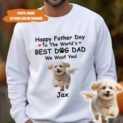 Petthouse | Personalized Dog Happy Father's Day To The World's Shirt, Pet Photo Best Dog Dad