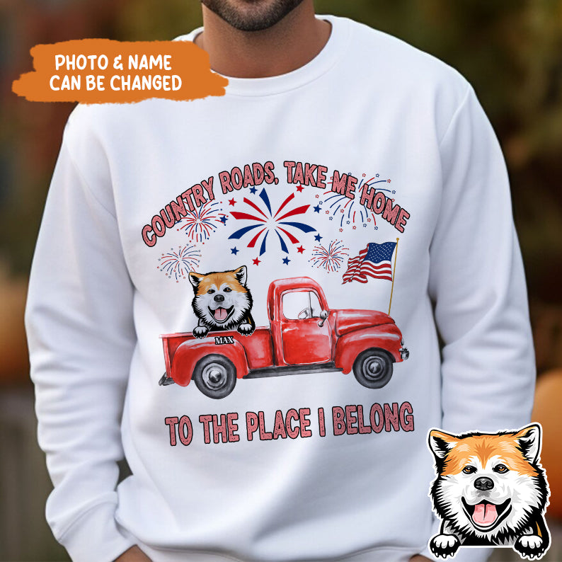 Petthouse | Custom Dog Shirt, Country Roads Take Me Home To The Place I Belong Shirt