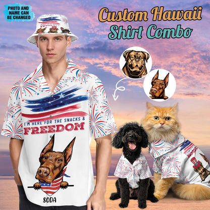 Petthouse | Personalized Dog 4th Of July Hawaiian Shirt, I'm Here For The Snacks & Freedom