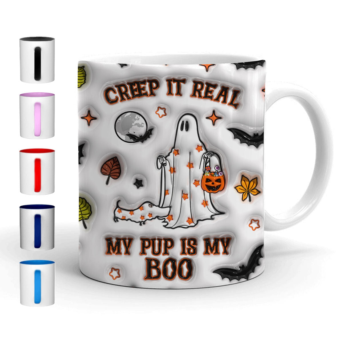 Petthouse | Halloween Ghost Walking Dog Mug, Creep It Real 3d Inflated Effect Printed Mug, Spooky Vibes
