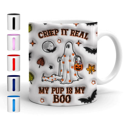 Petthouse | Halloween Ghost Walking Dog Mug, Creep It Real 3d Inflated Effect Printed Mug, Spooky Vibes