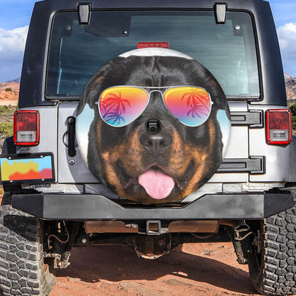 Petthouse | Waterproof Spare Wheel Cover Rottweiler Hello Summer Beach Spare Tire Cover Tire Protector Wheel Cover