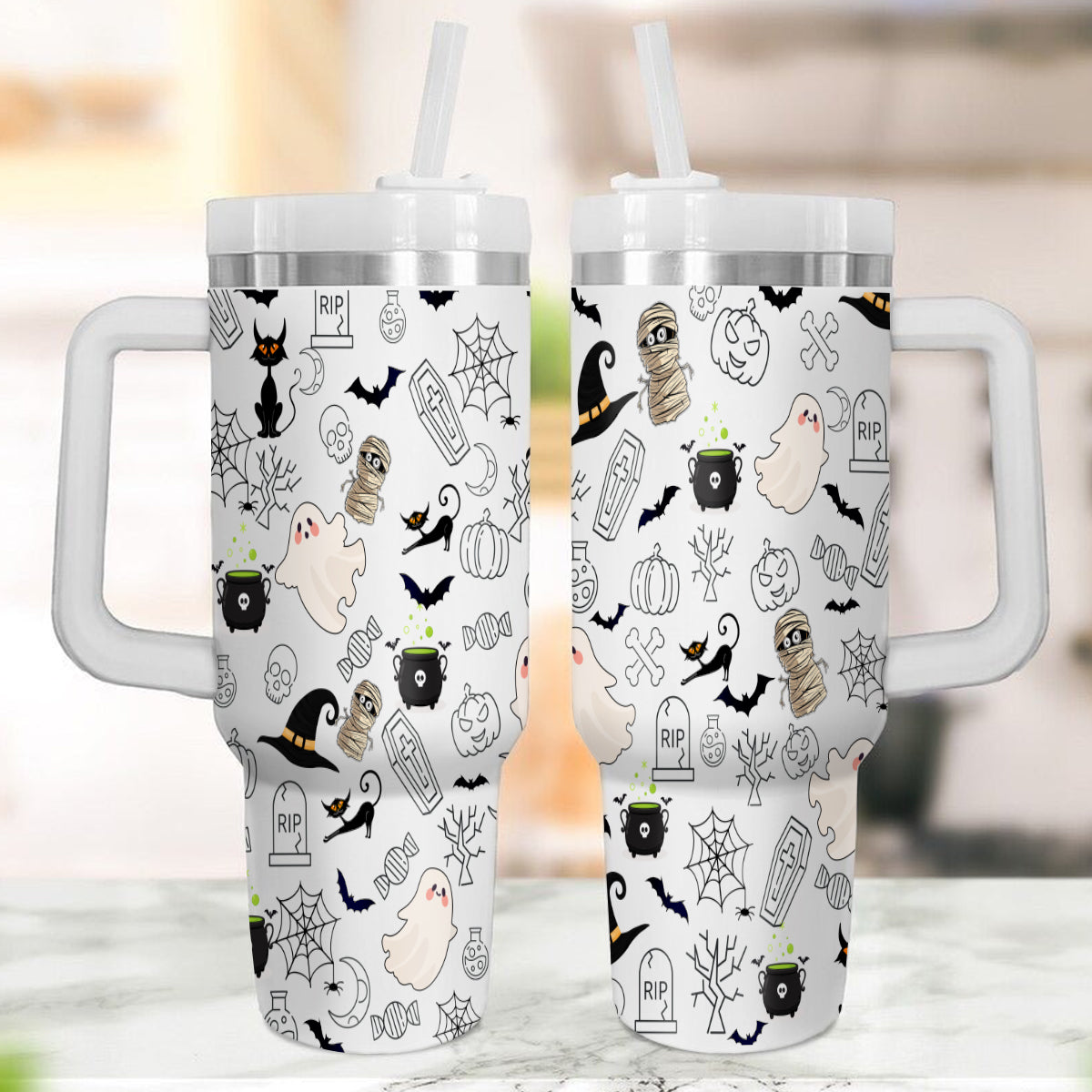 Petthouse | Halloween Ghost 40oz Tumbler, Halloween Pattern Tumbler, Halloween Gift, Spooky Vibes