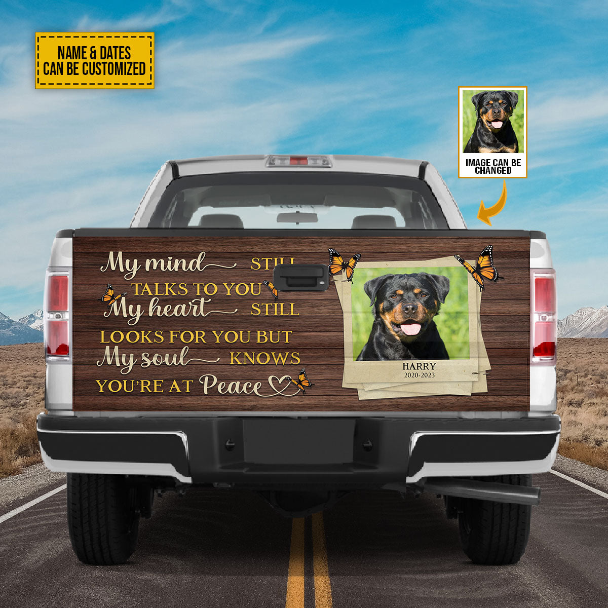 Petthouse | Dog Customized Photo Date Tailgate Wraps For Trucks Memorial Dog In Heaven Truck Wraps