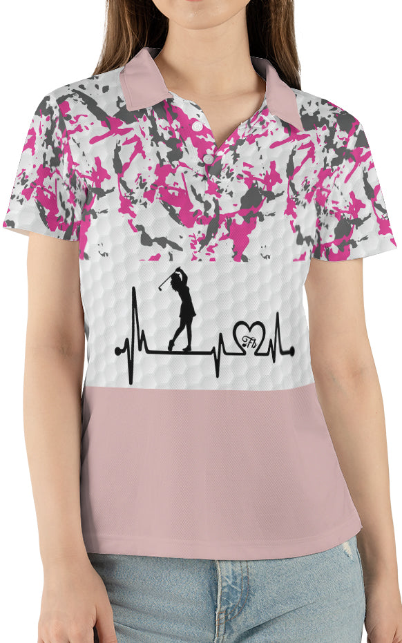 Petthouse | Golf Camo Polo Shirt Golf Girl Polo Shirt Unisex Golf Heartbeat Shirt Golf Player Gift