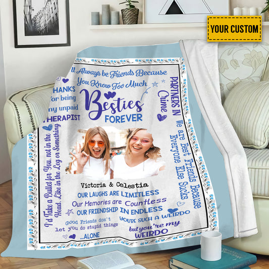 Petthouse | Personalized Besties Forever Fleece Blanket, To My Best Friends Travel Blanket, Our Friendship In Endless