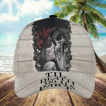 Petthouse | Skull Couple Baseball Cap Till Death Do Us Part Baseball Cap Adjustable Snapback-cap Skull Cap Soft Caps