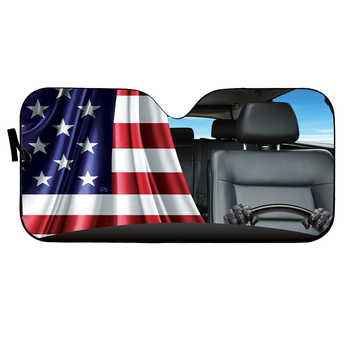 Petthouse | Custom Photo Dog Sunshade American Flag Windshield Sun Shade Border Collie Dog Driver Car