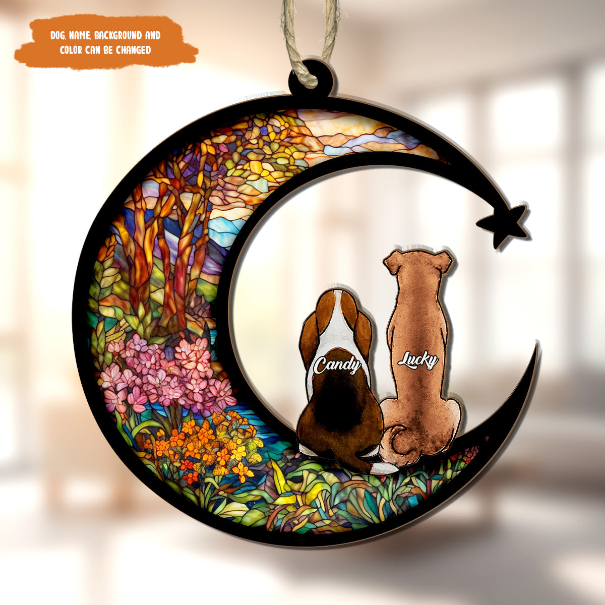 Petthouse | Personalized Memorial Dogs Suncatcher, Dog Memorial Gift, Dog Portrait Gift, Dog Loss Sympathy