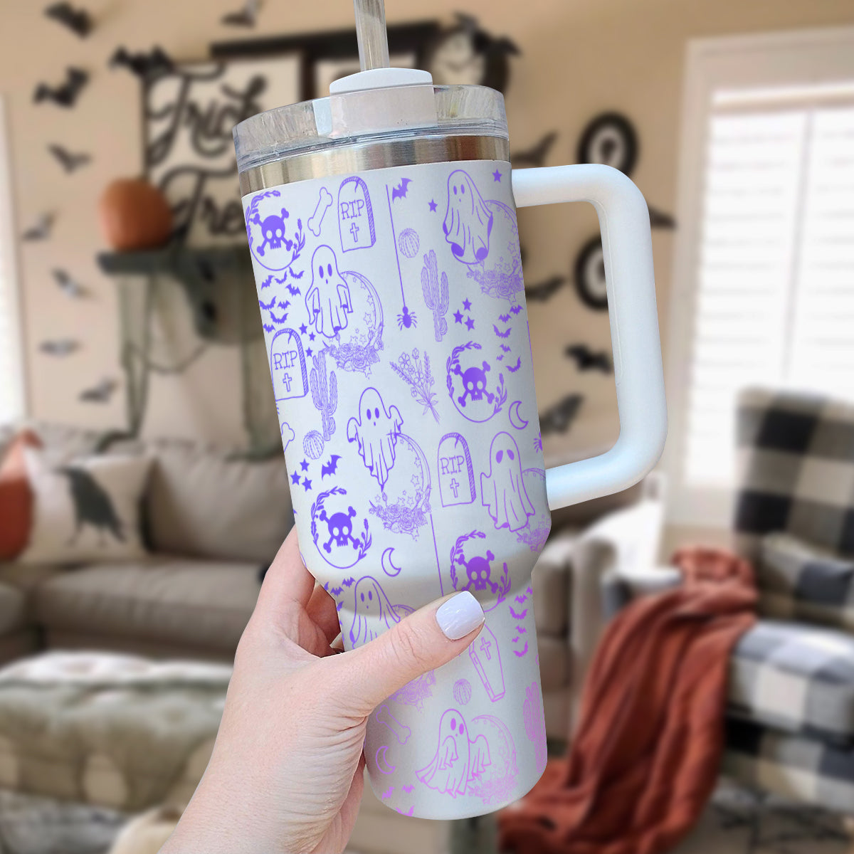 Petthouse | Halloween Doodles 40oz Tumbler, Ghost Tumbler, Viral Halloween Tumbler, Spooky Vibes