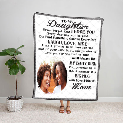 Petthouse | Customized To My Daughter Cozy Blanket With Photo From Mommy, Never Forget That I Love You Warm