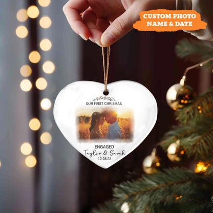 Petthouse | Personalized Engagement Christmas Ornament, Our First Christmas Keepsake, Xmas Ornament