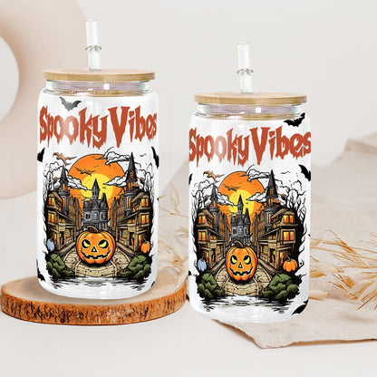 Petthouse | Halloweentown Glass Cup, Fall Pumpkin Glass Can, Spooky Season, Halloween Gift For Her