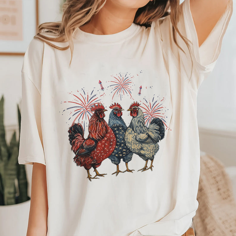 Petthouse | Patriotic Usa Chicken Shirt, Retro American 4th Of July Shirt, Independence Day