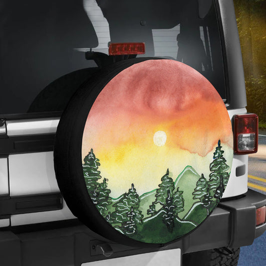 Petthouse | Mountains Nature Sunset Scenery Spare Tire Cover Truck Travel Trailer Waterproof Dust-proof Tire