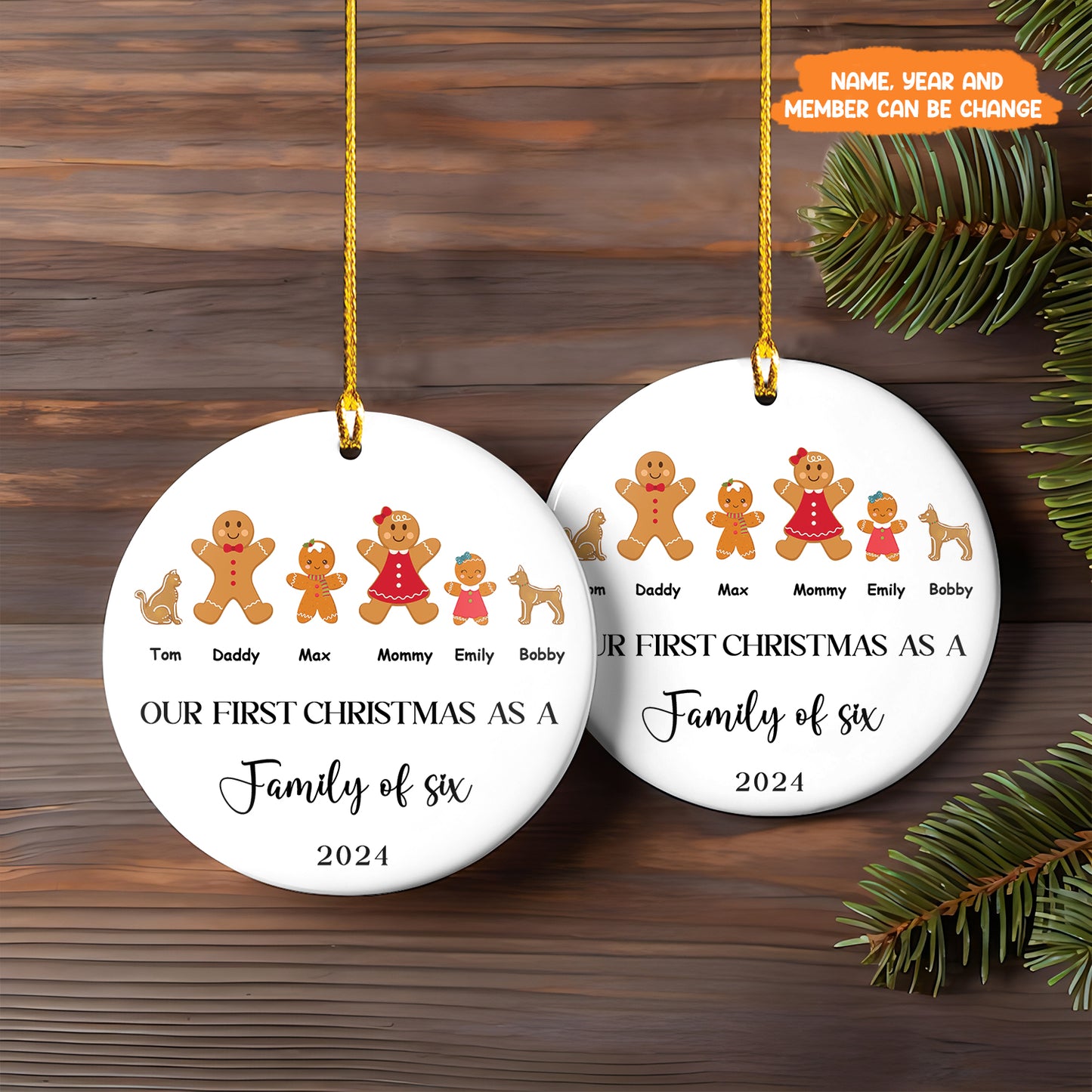 Petthouse | Personalized Family Of Four Christmas Ornament, First Baby Xmas Family Ornament, Baby Family