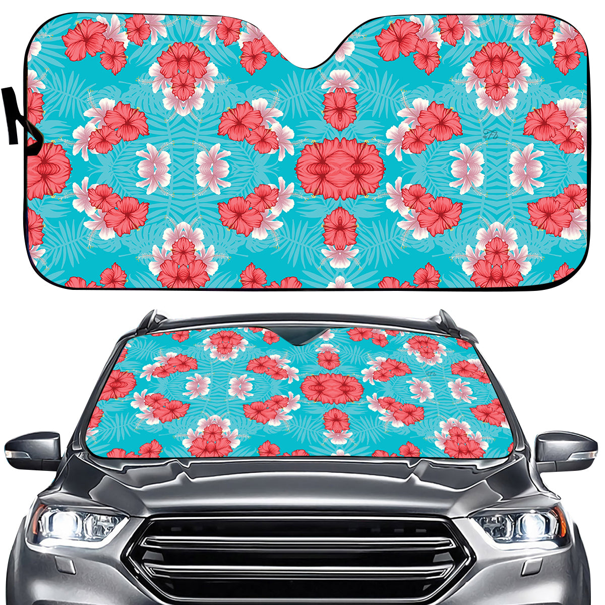 Petthouse | English Bulldog Windshield Sun Shade Customized Photo Car Window Sunshade Hawaii Pattern