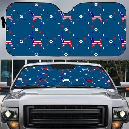 Petthouse | Chihuahua American Pattern Car Sun Shade Windshield Dog Sunshade American Patriot Sun Visor