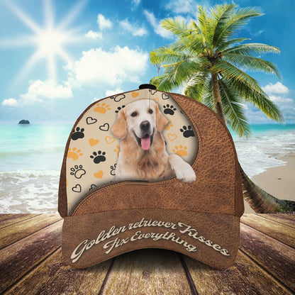 Petthouse | Golden Retriever Dog Dad Baseball Cap Golden Retriever Kisses Fix Everything Classic Caps