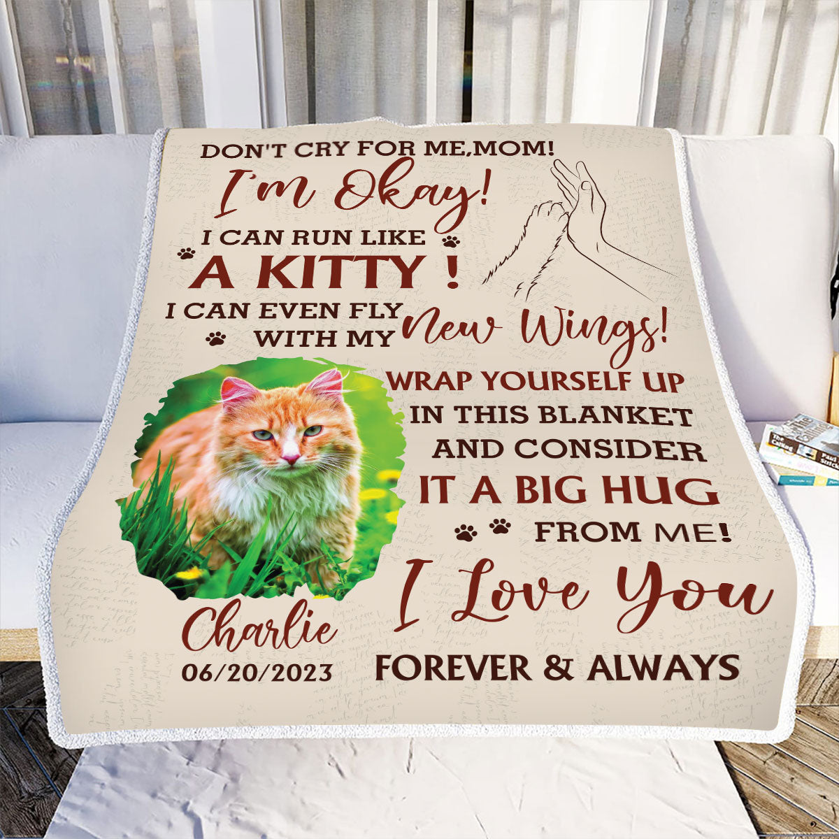 Petthouse | Personalized To My Mom Sherpa Blanket, Don't Cry For Me Fleece Blanket, Mother's Day Gifts For Cat Mom