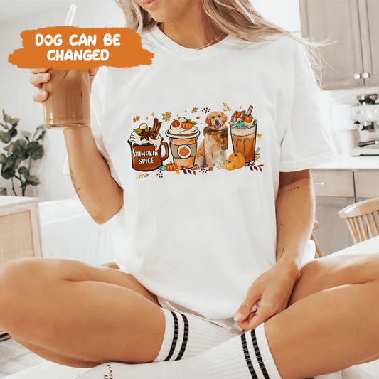 Petthouse | Personalized Dog Fall Vibes Shirt, Dog Fall Pumpkin Spice Latte, Dog Mom Fall Autumn