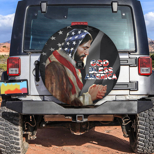 Petthouse | Jesus God Prayer Tire Wheel Protector God Bless American Truck Cover Universal Fit Spare Tire Cover