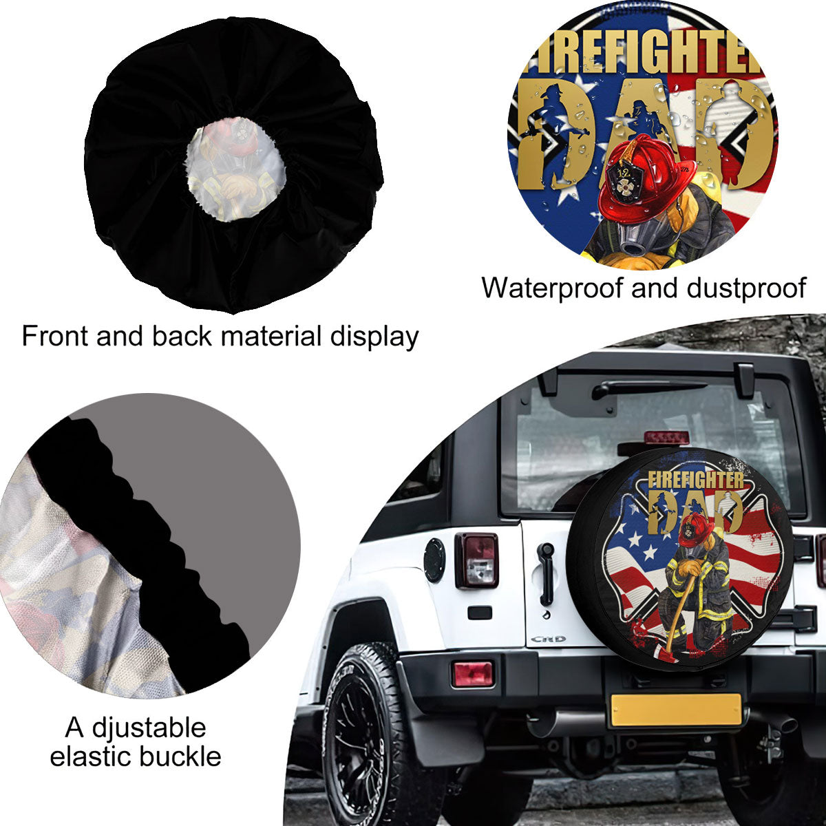 Petthouse | Firefighter Dad Spare Tire Cover American Pride Camper Tire Cover Gift For Fathers Day