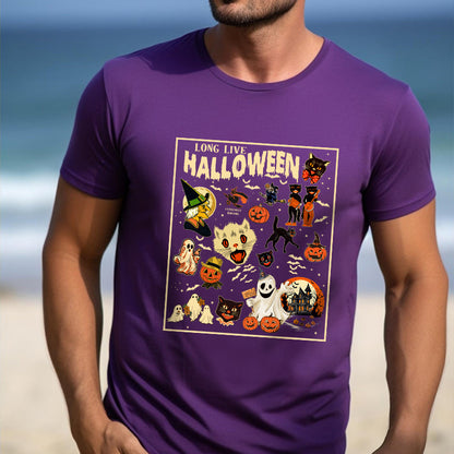 Petthouse | Long Live Halloween Shirt, Vintage Retro Halloween Shirt, Spooky Season, Pumpkin Black Cat