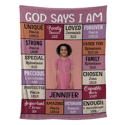 Petthouse | Personalized God Says I Am Victorious Fleece Blanket, Niece Baptism Throw Blanket, Child Of God